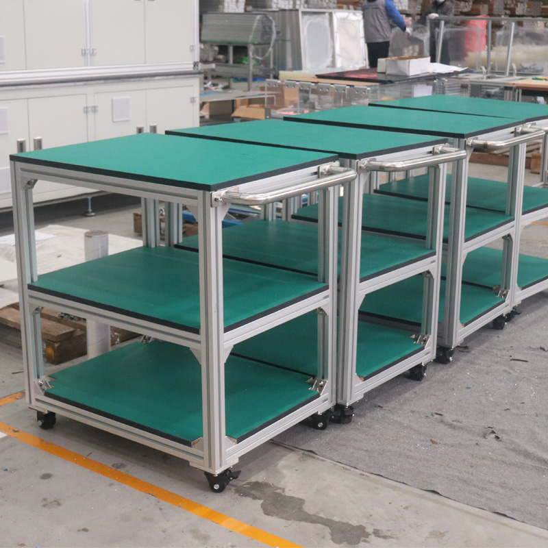 Aluminum profile alloy anti-static mobile pulley work fitter table repair laboratory workshop turnover cart